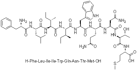 L-苯丙氨酰-L-亮氨酰-L-异亮氨酰-L-异亮氨酰-L-色氨酰-L-谷氨酰胺酰-L-天冬氨酰胺酰-L-苏氨酰-L-蛋氨酸分子结构 (CAS 616209-08-6)