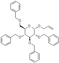 结构式 CAS# 6207-45-0, 2-丙烯基 2,3,4,6-四-O-苄基-alpha-D-吡喃葡萄糖苷