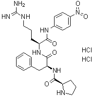 D-脯氨酰-L-苯丙氨酰-N-(4-硝基苯基)-L-精氨酰胺二盐酸盐分子结构 (CAS 62354-56-7)
