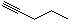 structure of CAS# 627-19-0, 1-Pentyne;1-Pentine; Propylacetylene