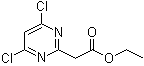 structure of CAS# 63155-10-2, 4,6-Dichloro-2-pyrimidineacetic acid ethyl ester