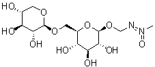 (2-甲基-2-氧代偶氮)甲基 6-O-beta-D-吡喃木糖基-beta-D-吡喃葡萄糖苷分子结构 (CAS 6327-93-1)