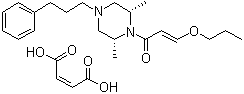 (2R,6S)-rel-2,6-二甲基-1-(1-氧代-3-丙氧基-2-丙烯基)-4-(3-苯基丙基)哌嗪马来酸盐分子结构 (CAS 63378-13-2)