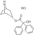 structure of CAS# 63516-30-3, alpha-Hydroxy-alpha-phenylbenzeneacetic acid (3-endo)-8-azabicyclo[3.2.1]oct-3-yl ester hydrochloride