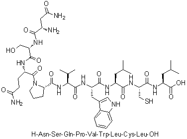 L-Asparaginyl-L-seryl-L-glutaminyl-L-prolyl-L-valyl-L-tryptophyl-L-leucyl-L-cysteinyl-L-leucine molecular structure (CAS 636114-25-5)