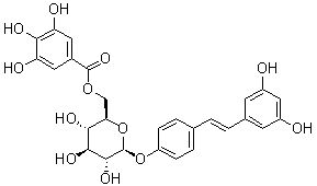 白藜芦醇-4'-O-(6''-没食子酰基)吡喃葡糖苷分子结构 (CAS 64898-03-9)