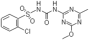 structure of CAS# 64902-72-3, Chlorsulfuron;2-Chloro-N-[[(4-methoxy-6-methyl-1,3,5-triazin-2-yl)amino]carbonyl]benzenesulfonamide; 2-Chlorsulfuron; DPX 4189; Glean; Telar