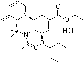 (3R,4R,5S)-4-N-乙酰基(叔丁基)氨基-5-N,N-二烯丙基氨基-3-(1-乙基丙氧基)-1-环己烯-1-甲酸乙酯单盐酸盐分子结构 (CAS 651324-08-2)