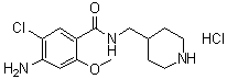 structure of CAS# 654084-41-0, 4-Amino-5-chloro-2-methoxy-N-(4-piperidinylmethyl)benzamide hydrochloride