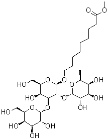 9-[[O-6-脱氧-alpha-L-吡喃半乳糖基-(1→2)-O-[alpha-D-吡喃半乳糖基-(1→3)]-beta-D-吡喃半乳糖基]氧基]壬酸甲酯分子结构 (CAS 65606-80-6)