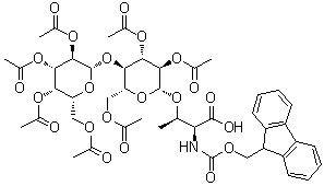N-[芴甲氧羰基]-O-[2,3,6-三-O-乙酰基-4-O-(2,3,4,6-四-O-乙酰基-beta-D-吡喃半乳糖基)-beta-D-吡喃葡萄糖基]-L-苏氨酸分子结构 (CAS 657395-98-7)