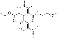 structure of CAS# 66085-59-4, Nimodipine;1,4-Dihydro-2,6-dimethyl-4-(3-nitrophenyl)-3,5-pyridinedicarboxylic acid 2-methoxyethyl 1-methylethyl ester; Isopropyl 2-methoxyethyl 1,4-dihydro-2,6-dimethyl-4-(m-nitrophenyl)-3,5-pyridinedicarboxylate