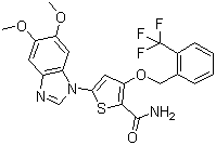 3-[2-(三氟甲基)苄氧基]-5-(5,6-二甲氧基-1H-苯并[d]咪唑-1-基)-2-噻吩甲酰胺分子结构 (CAS 660868-91-7)