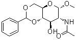 甲基 2-乙酰氨基-2-脱氧-4,6-O-亚苄基-alpha-D-吡喃葡萄糖苷分子结构 (CAS 6619-04-1)