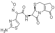 结构式 CAS# 66340-33-8, [5aR-[5aalpha,6beta(Z)]]-2-氨基-alpha-(甲氧基亚胺)-N-(1,4,5a,6-四氢-1,7-二氧代-3H,7H-氮杂环丁烷并[2,1-b]呋喃并[3,4-d][1,3]噻嗪-6-基)-4-噻唑乙酰胺