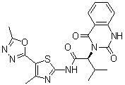 (alphaS)-1,4-二氢-alpha-异丙基-N-[4-甲基-5-(5-甲基-1,3,4-恶二唑-2-基)-2-噻唑基]-2,4-二氧代-3(2H)-喹唑啉乙酰胺分子结构 (CAS 672926-33-9)