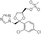 cis-甲磺酸-[2-(2,4-二氯苯基)-2-(1H-1,2,4-三唑-1-基甲基)-1,3-二氧戊环-4-基]甲酯分子结构 (CAS 67914-86-7)