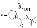 (2R,4S)-1-(叔丁氧羰基)-4-氟吡咯烷-2-羧酸分子结构 (CAS 681128-50-7)