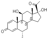 11beta,17alpha-二羟基-6alpha-甲基孕甾-1,4-二烯-3,20-酮分子结构 (CAS 6870-94-6)