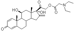 泼尼立定 21-二乙基氨基乙酸酯分子结构 (CAS 6890-42-2)
