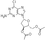 6-氯-9-(3,5-二-O-乙酰基-2-脱氧-beta-D-赤式-呋喃戊糖基)-9H-嘌呤-2-胺分子结构 (CAS 69992-11-6)