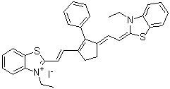 3-乙基-2-[2-[3-[(3-乙基-2(3H)-苯并噻唑亚基)亚乙基]-2-苯基-1-环戊烯-1-基]乙烯基]苯并噻唑鎓碘化物分子结构 (CAS 70446-32-1)