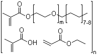 2-甲基-2-丙烯酸与丙烯酸乙酯和聚乙二醇单甲基丙烯酸酯-C16-18-烷基醚的聚合物分子结构 (CAS 70879-60-6)