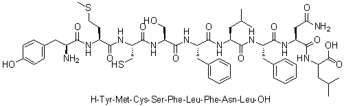 L-酪氨酰-L-蛋氨酰-L-半胱氨酰-L-丝氨酰-L-苯丙氨酰-L-亮氨酰-L-苯丙氨酰-L-天冬氨酰胺酰-L-亮氨酸分子结构 (CAS 710325-25-0)