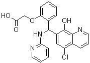 结构式 CAS# 713492-66-1, 2-[2-[(5-氯-8-羟基-7-喹啉基)(2-吡啶基氨基)甲基]苯氧基]乙酸
