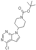 4-(4-氯-7H-吡咯并[2,3-d]嘧啶-7-基)哌啶-1-羧酸叔丁酯分子结构 (CAS 717900-74-8)