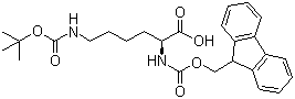 N-芴甲氧羰基-N'-叔丁氧羰基-L-赖氨酸分子结构 (CAS 71989-26-9)