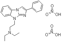N,N-二乙基-2-苯基-9H-咪唑并[1,2-a]苯并咪唑-9-乙胺二硝酸盐分子结构 (CAS 72025-10-6)