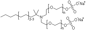 乙氧基化 C12-C14 叔烷基胺硫酸酯钠盐分子结构 (CAS 72379-24-9)