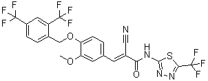 3-[4-[[2,4-二(三氟甲基)苄基]氧基]-3-甲氧基苯基]-2-氰基-N-(5-三氟甲基-[1,3,4]噻二唑-2-基)丙烯酰胺分子结构 (CAS 725247-18-7)