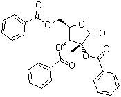 2,3,5-三苯甲酰氧基-2-C-甲基-D-核糖酸-1,4-内酯分子结构 (CAS 7392-74-7)