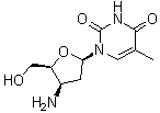 1-(3-氨基-2,3-二脱氧-beta-D-苏式-呋喃戊糖基)-5-甲基-2,4(1H,3H)-嘧啶二酮分子结构 (CAS 73971-79-6)