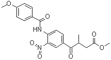 4-[(4-甲氧基苯甲酰基)氨基]-beta-甲基-3-硝基-gamma-氧代-苯丁酸甲酯分子结构 (CAS 74149-72-7)