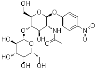 4-硝基苯基 2-(乙酰氨基)-2-脱氧-4-O-beta-D-吡喃半乳糖基-beta-D-吡喃葡萄糖苷分子结构 (CAS 74211-28-2)