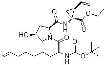 (1R,2S)-1-[[[(2S,4S)-1-[(2S)-2-[[叔丁氧羰基]氨基]-1-氧代-8-壬烯-1-基]-4-羟基-2-吡咯烷基]羰基]氨基]-2-乙烯基环丙烷羧酸乙酯分子结构 (CAS 744250-77-9)