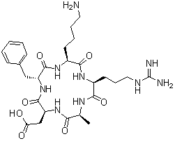 环(L-丙氨酰-L-alpha-天冬氨酰-D-苯丙氨酰-L-赖氨酰-L-精氨酰)分子结构 (CAS 756500-23-9)