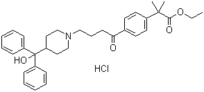 4-{4-[4-(羟基二苯甲基)-1-哌啶基]-1-氧代丁基}-alpha,alpha-二甲基苯乙酸乙酯盐酸盐分子结构 (CAS 76811-96-6)