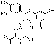 2-(3,4-二羟基苯基)-3-(beta-D-吡喃葡糖酸基氧基)-5,7-二羟基-1-苯并吡喃鎓分子结构 (CAS 775284-61-2)