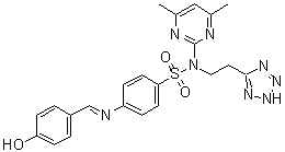 N-(4,6-二甲基-2-嘧啶基)-4-[[(4-羟基苯基)亚甲基]氨基]-N-[2-(1H-四唑-5-基)乙基]苯磺酰胺分子结构 (CAS 78311-79-2)
