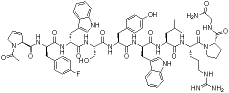 1-乙酰基-3,4-二去氢-L-脯氨酰-4-氟-D-苯丙氨酰-D-色氨酰-L-丝氨酰-L-酪氨酰-D-色氨酰-L-亮氨酰-L-精氨酰-L-脯氨酰甘氨酰胺分子结构 (CAS 78708-43-7)