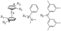 (1R,1'R)-1,1'-二[二(3,5-二甲基苯基)膦基]-2,2'-二[(R)-(二甲基氨基)苯基甲基]二茂铁分子结构 (CAS 793718-16-8)