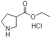 吡咯烷-3-羧酸乙酯盐酸盐分子结构 (CAS 80028-44-0)