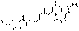 structure of CAS# 80433-71-2, Calcium levofolinate;Levoleucovorin calcium; Calcium N-(4-(((2-amino-5-formyl-1,4,5,6,7,8-hexahydro-4-oxo-6-pteridinyl)methyl)amino)benzoyl)-L-glutamate