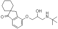 4'-[3-[(叔丁基)氨基]-2-羟基丙氧基]螺[环己烷-1,2'-[2H]茚]-1'(3'H)-酮分子结构 (CAS 81840-58-6)