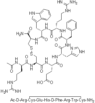 N2-乙酰基-D-精氨酰-L-半胱氨酰-L-alpha-谷氨酰-L-组氨酰-D-苯丙氨酰-L-精氨酰-L-色氨酰-L-半胱氨酰胺环(2→8)-二硫醚分子结构 (CAS 819048-44-7)