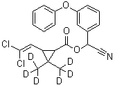 3-(2,2-二氯乙烯基)-2,2-二(三氘甲基)环丙烷羧酸 氰基(3-苯氧基苯基)甲基酯分子结构 (CAS 82523-65-7)